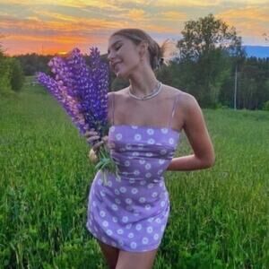 Realisation Par The Christy Dress XS purple floral 100% silk viral spring summer